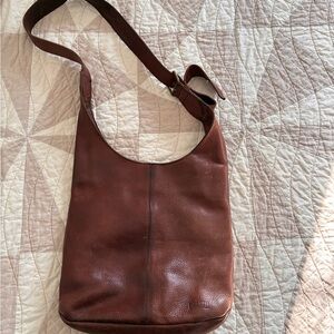 Duluth Co. brown leather messenger bag